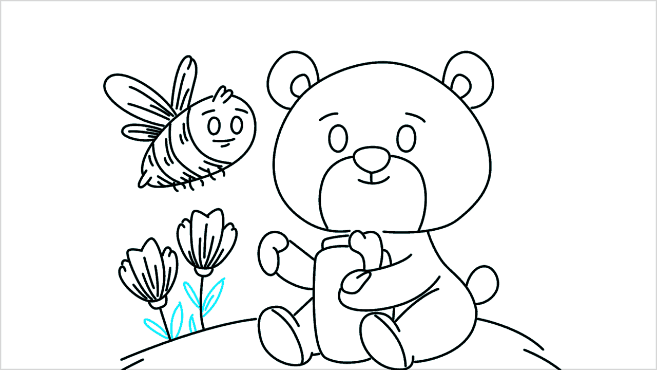 Cómo dibujar un oso comiendo miel paso a paso (19)