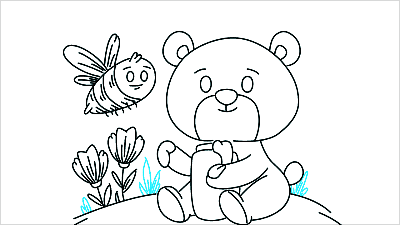 Cómo dibujar un oso comiendo miel paso a paso (20)