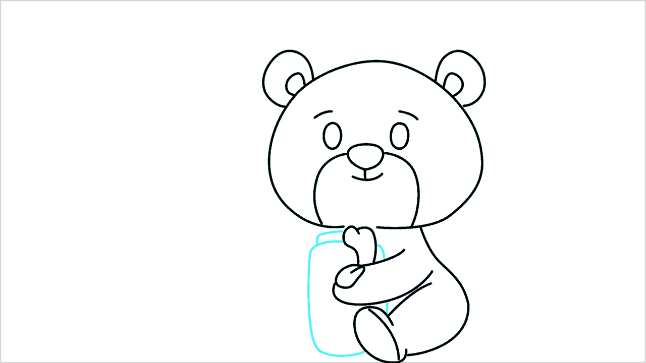 Cómo dibujar un oso comiendo miel paso a paso (8)