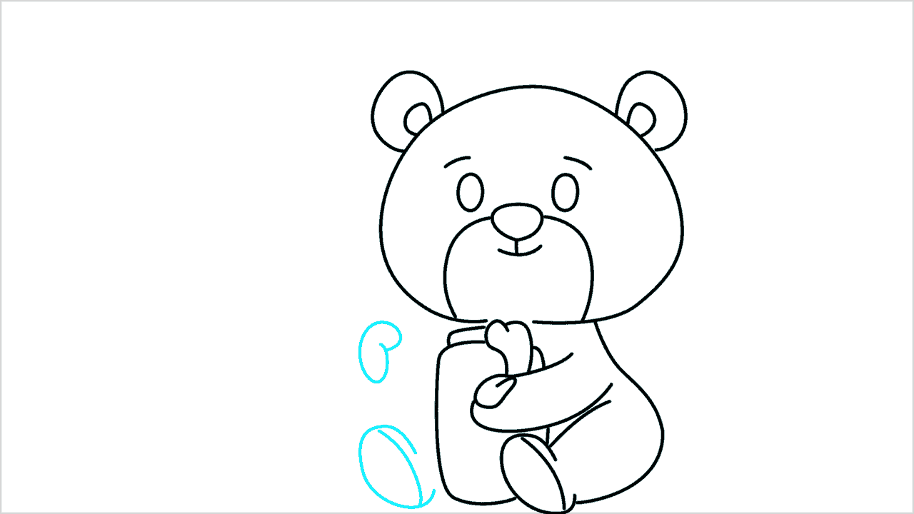 Cómo dibujar un oso comiendo miel paso a paso (9)