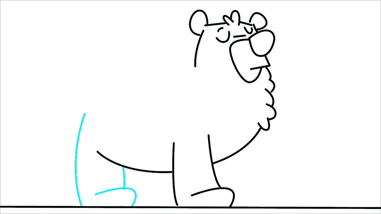 Cómo dibujar un oso lindo caminando por un sendero paso a paso (9)
