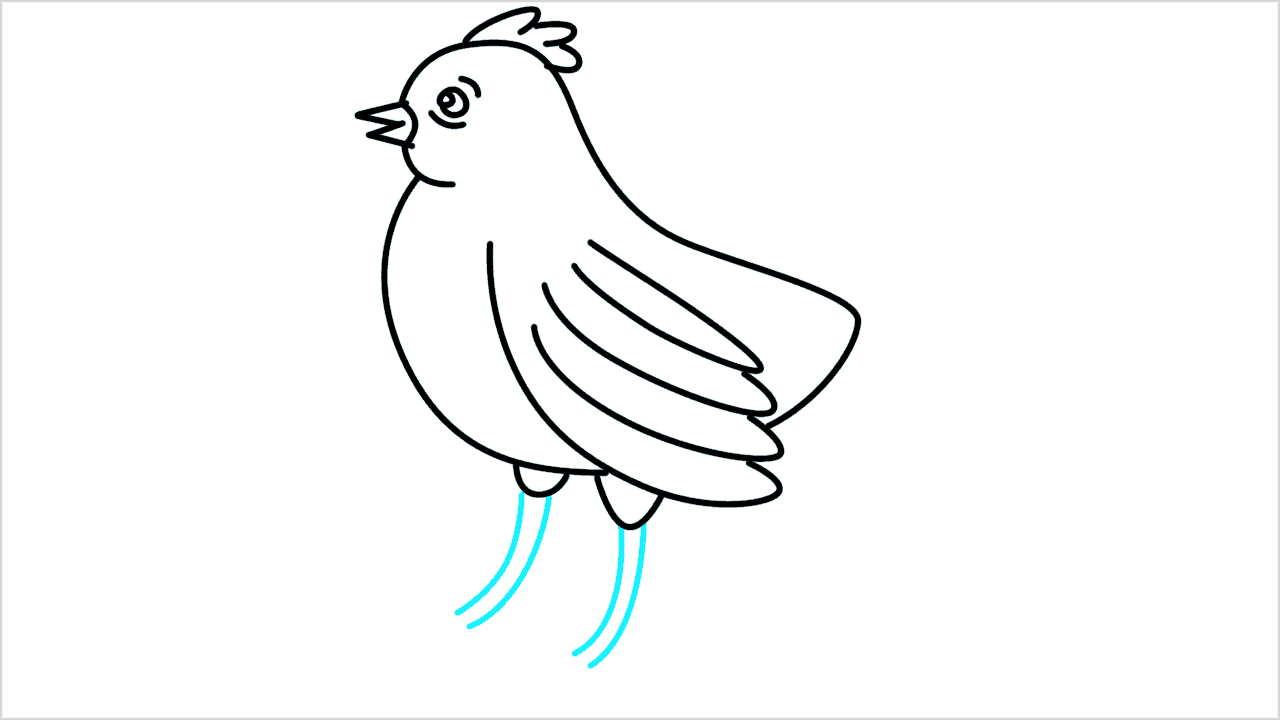 Cómo dibujar un pájaro parado en una rama de árbol paso a paso (6)