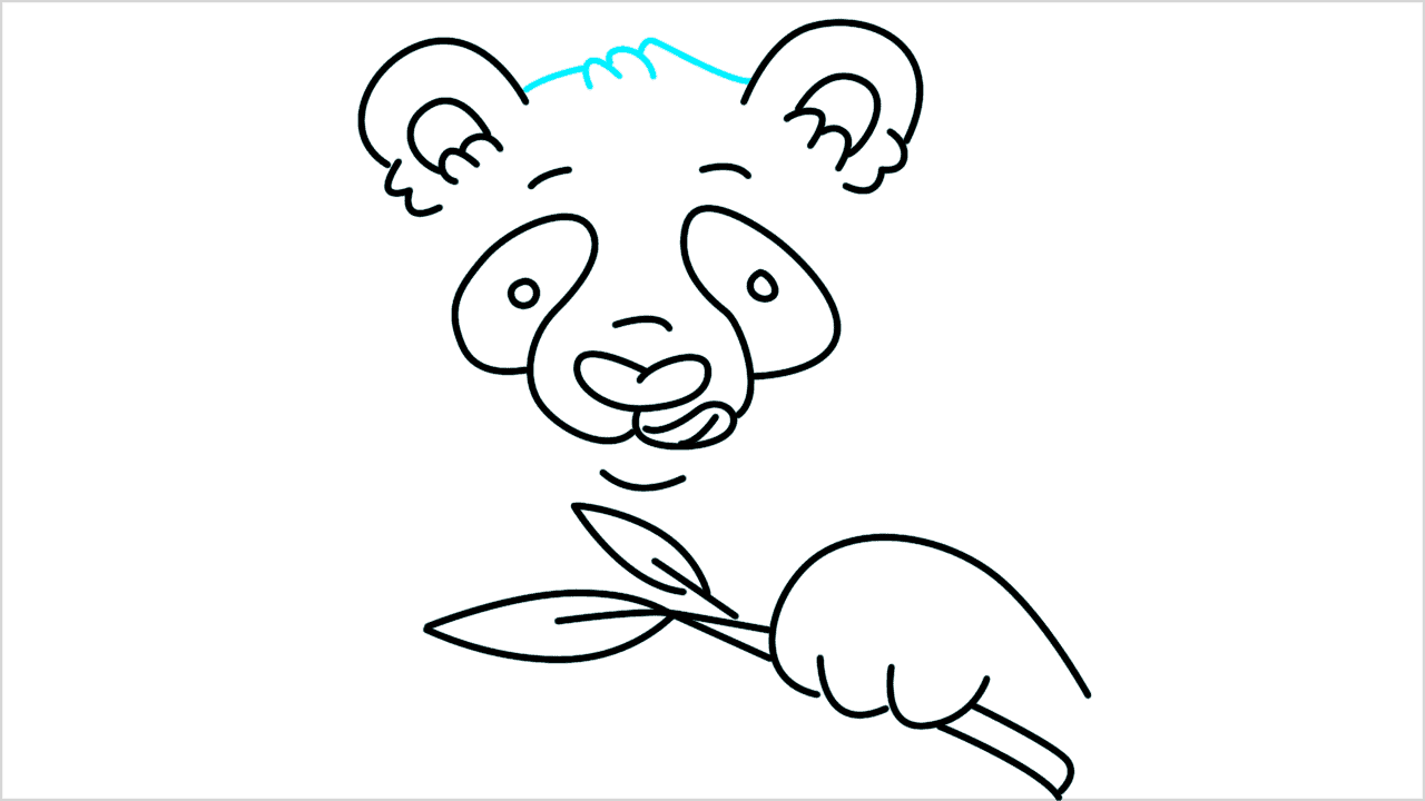 Cómo dibujar un panda comiendo bambú paso a paso (12)
