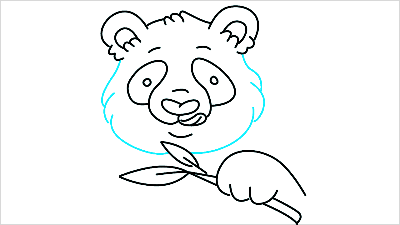 Cómo dibujar un panda comiendo bambú paso a paso (13)
