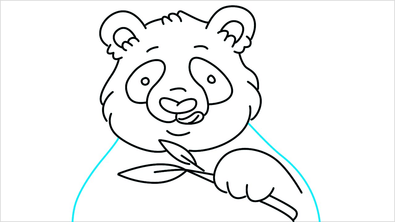 Cómo dibujar un panda comiendo bambú paso a paso (14)