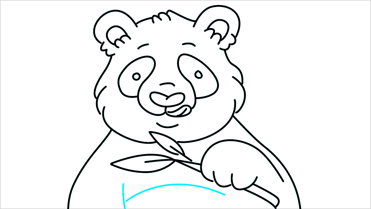 Cómo dibujar un panda comiendo bambú paso a paso (15)