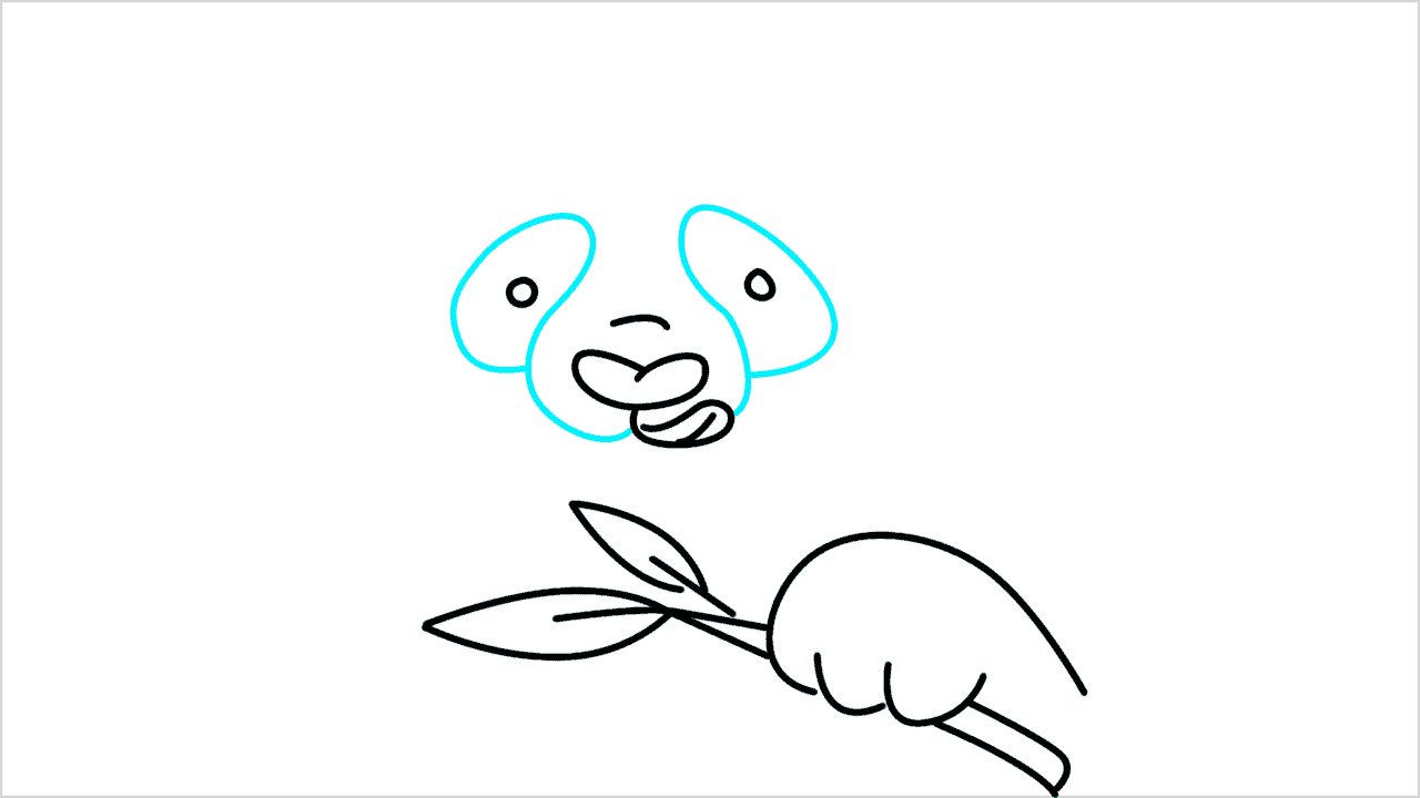 Cómo dibujar un panda comiendo bambú paso a paso (8)