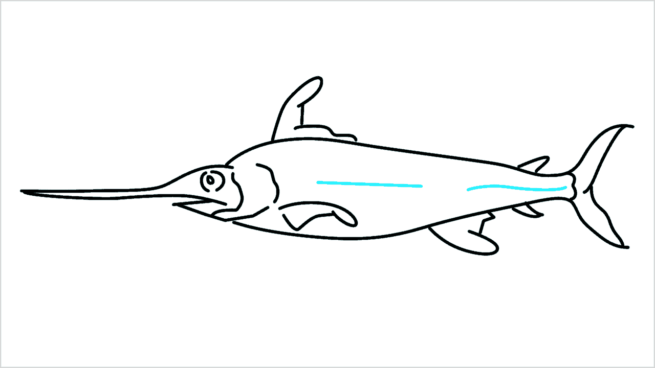 Cómo dibujar un pez espada paso a paso (9)