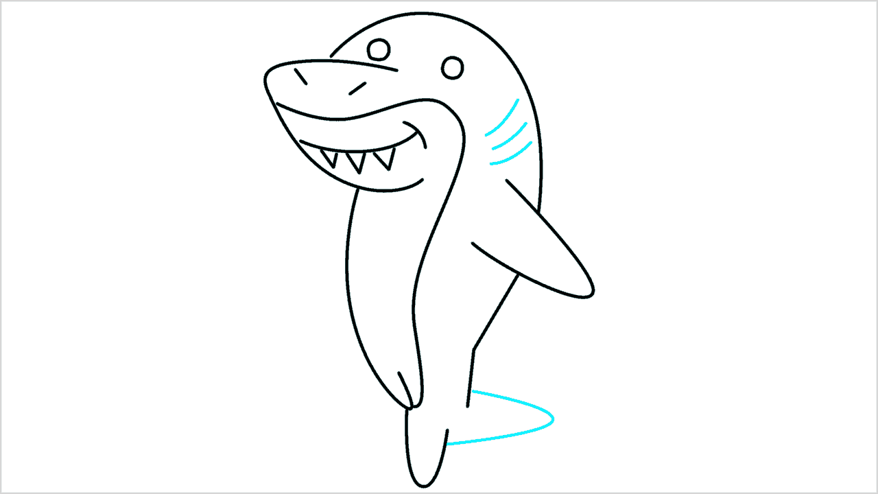 Cómo dibujar un tiburón parado paso a paso (7)