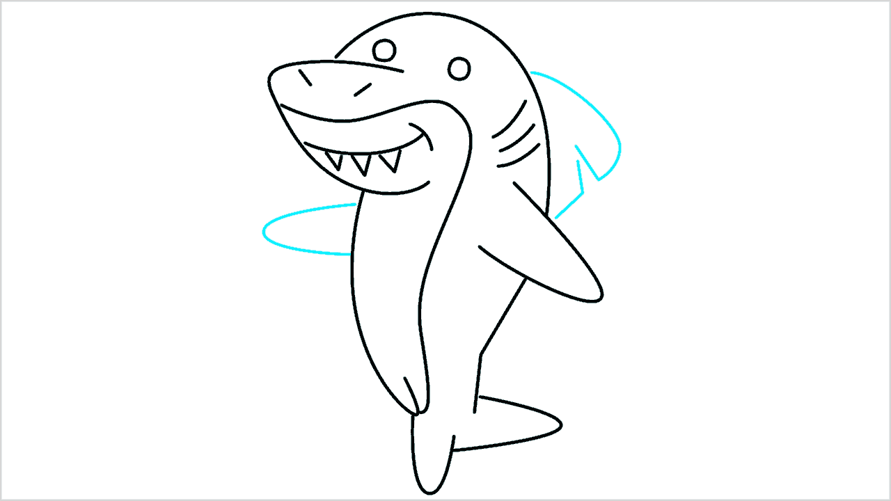 Cómo dibujar un tiburón parado paso a paso (8)