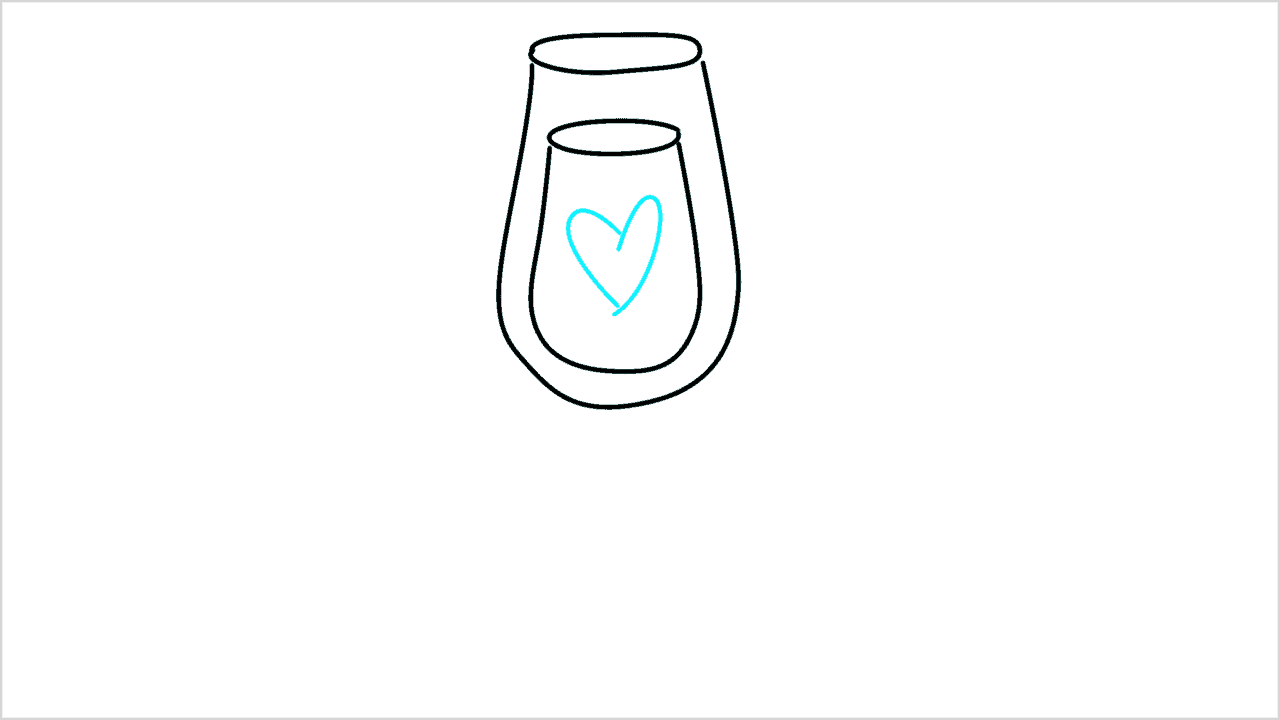 Cómo dibujar un vaso con corazón paso a paso (5)