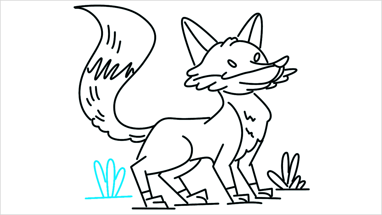 Cómo dibujar un zorro caminando paso a paso (18)