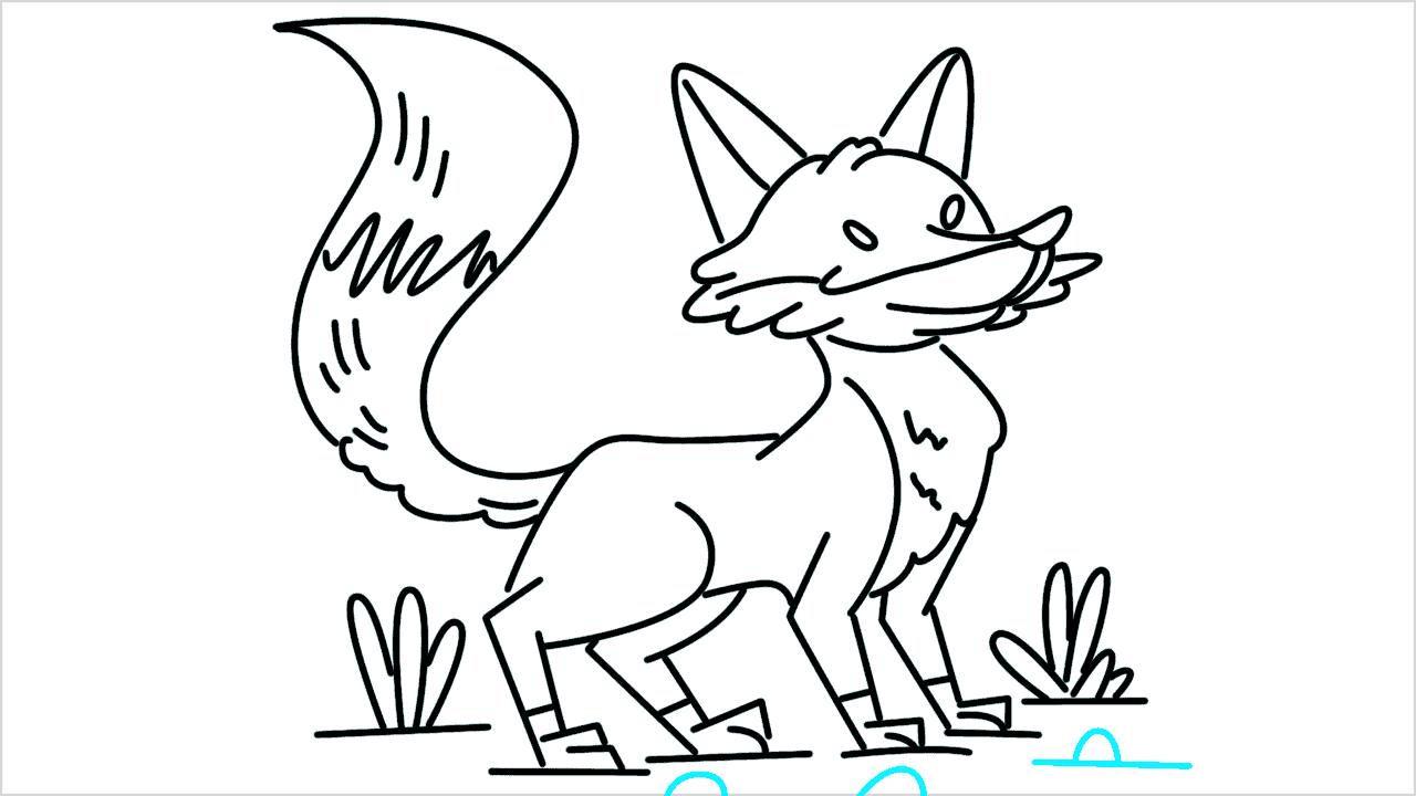 Cómo dibujar un zorro caminando paso a paso (19)