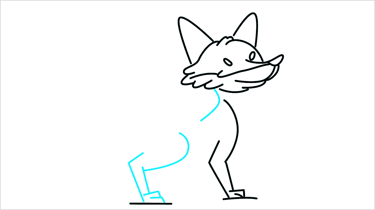 Cómo dibujar un zorro caminando paso a paso (9)