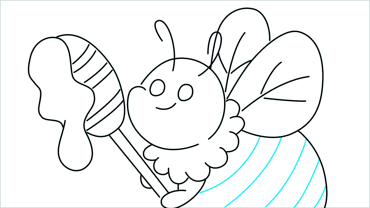 Cómo dibujar una abeja sosteniendo miel paso a paso (10)
