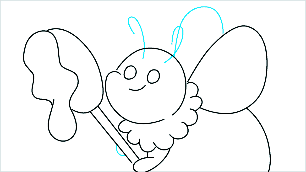 Cómo dibujar una abeja sosteniendo miel paso a paso (7)