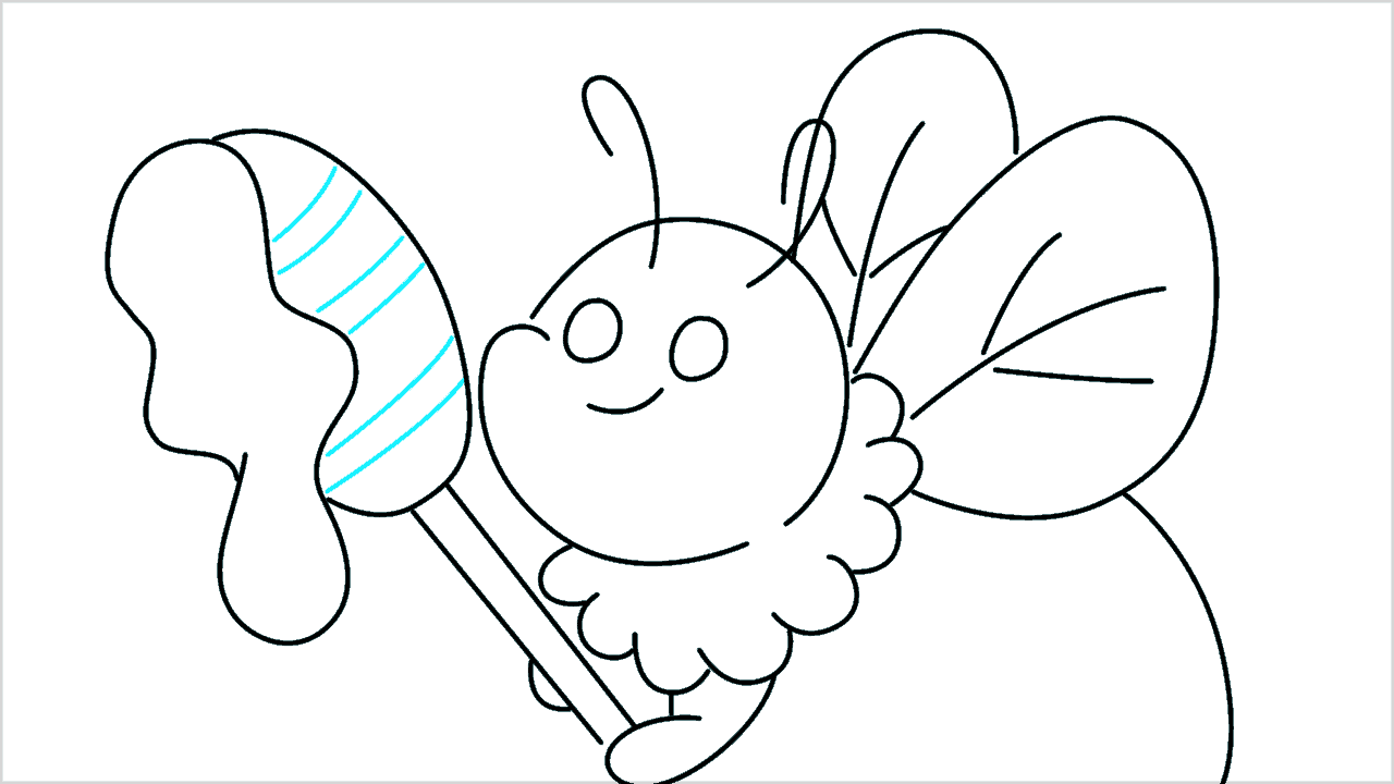 Cómo dibujar una abeja sosteniendo miel paso a paso (9)