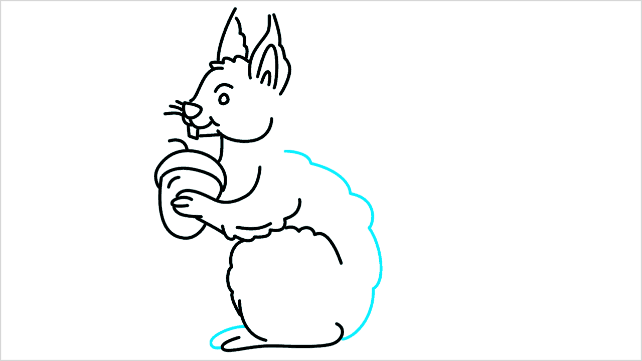 Cómo dibujar una ardilla comiendo una bellota paso a paso (11)