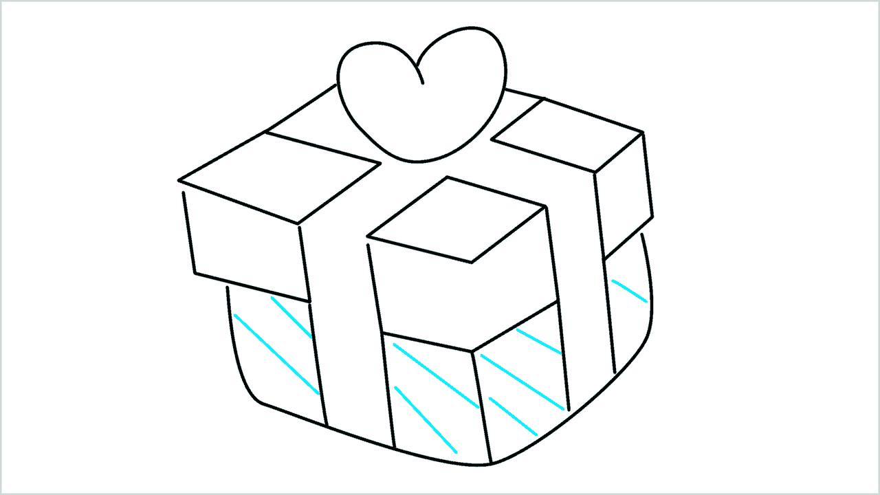 Cómo dibujar una caja de regalo fácil paso a paso (7)
