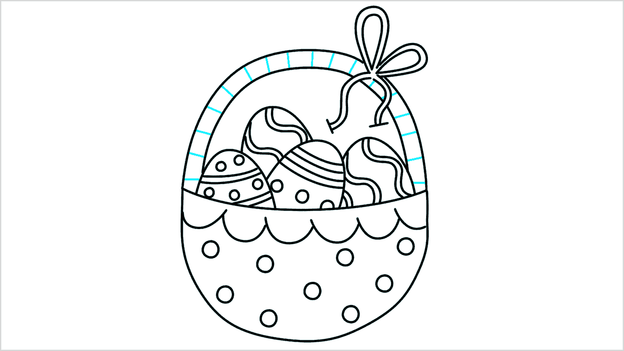 Cómo dibujar una canasta de Pascua con huevos (11)