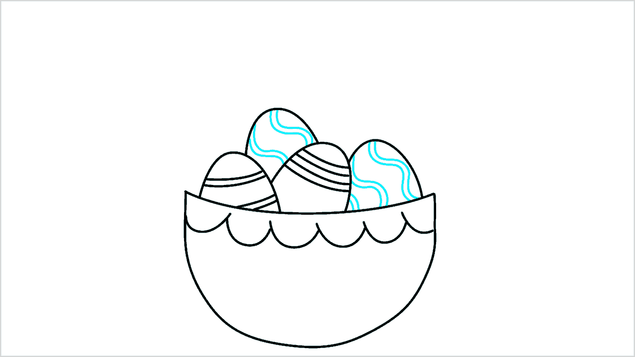 Cómo dibujar una canasta de Pascua con huevos (6)