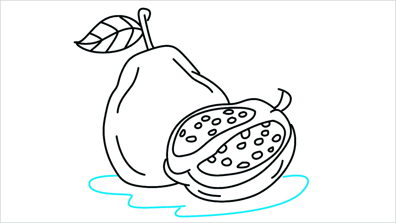 Cómo dibujar una guayaba (guava) paso a paso (9)