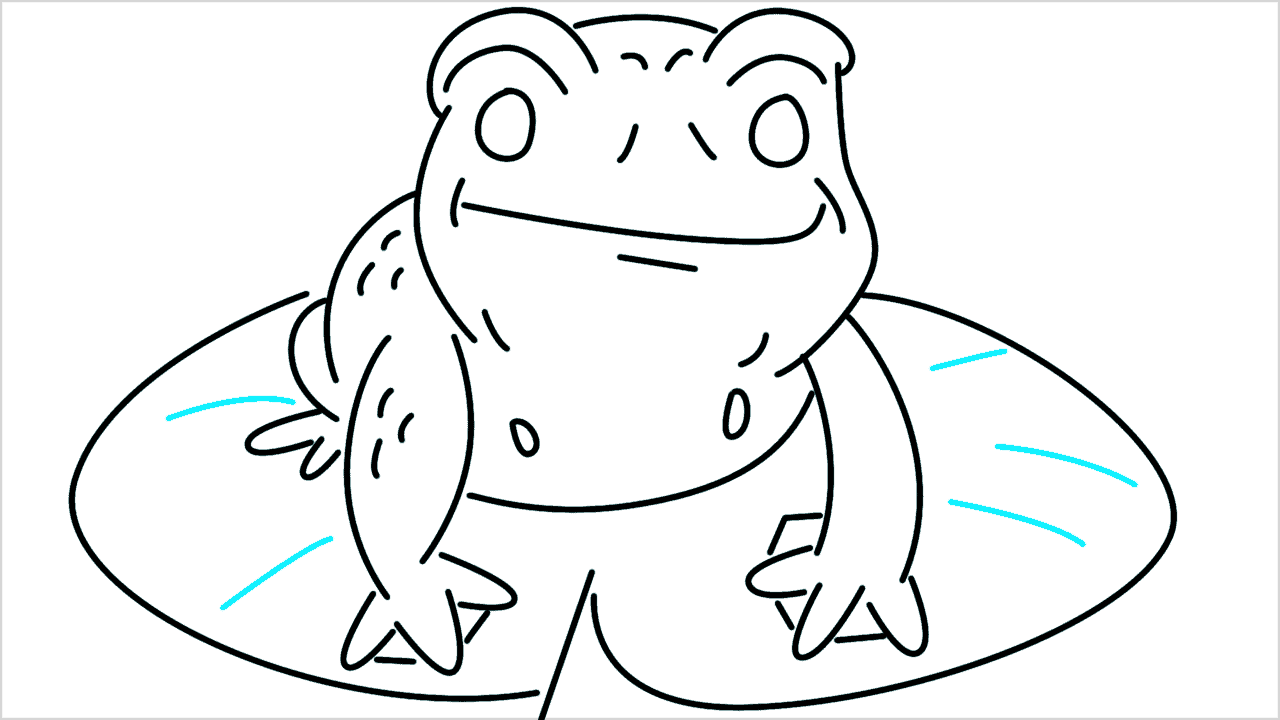 Cómo dibujar una rana en un nenúfar paso a paso (12)
