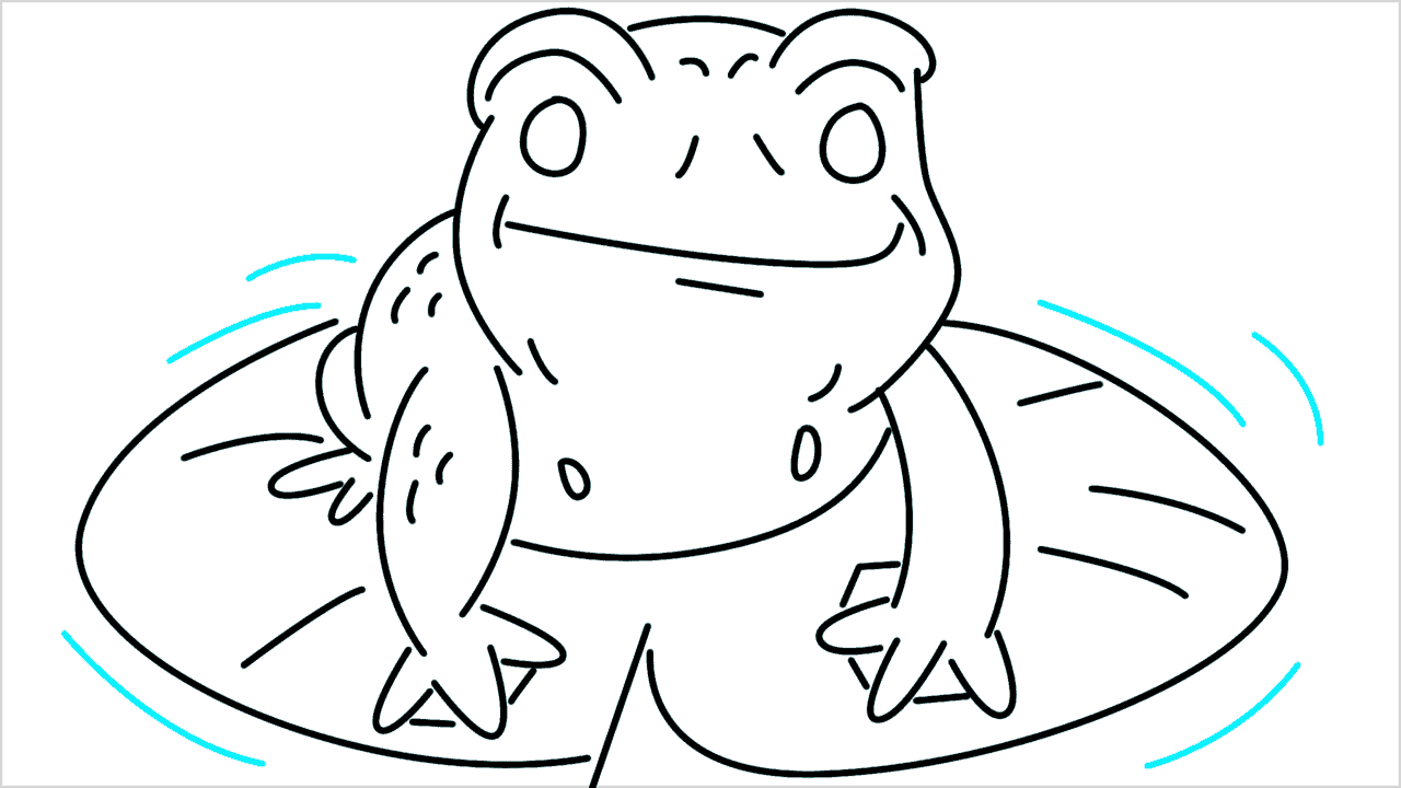 Cómo dibujar una rana en un nenúfar paso a paso (13)