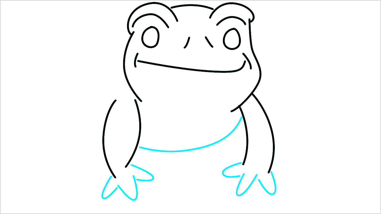 Cómo dibujar una rana en un nenúfar paso a paso (7)