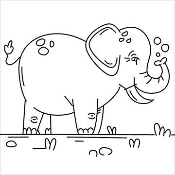 Dibuja un elefante caminando fácilmente