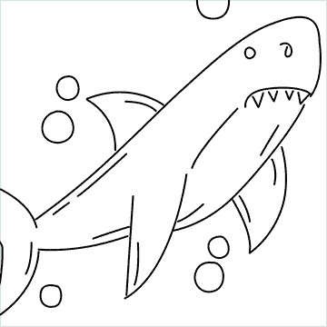 Dibuja un tiburón enojado.